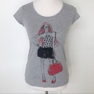 NWT Gray tee shirt with lace detail size S